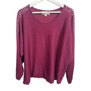 Carolyn Taylor Sweater Womens Knit Top Pullover Studded Dolman Plus Size 1X Fall